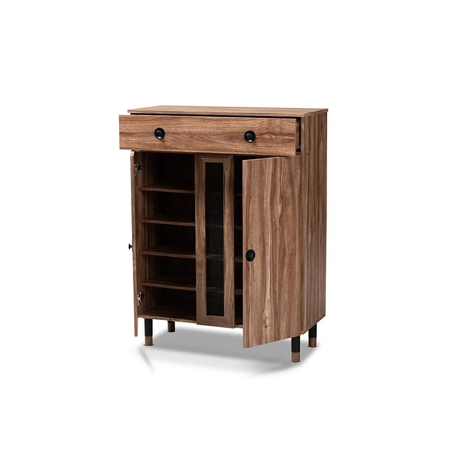 2-Door Wood Entryway Shoe Storage Cabinet with Drawer