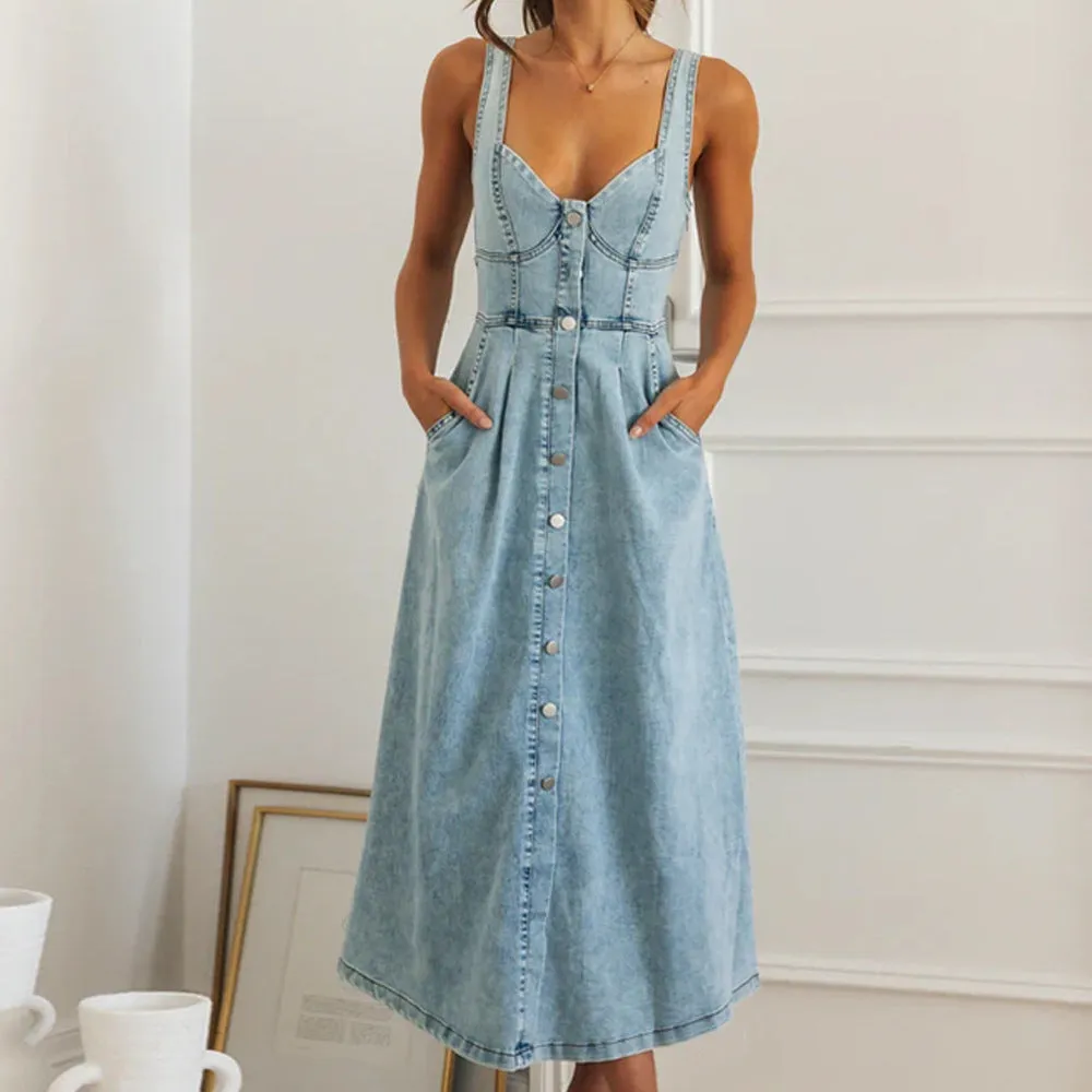 Abigail | Stylish Denim Button-Down Dress
