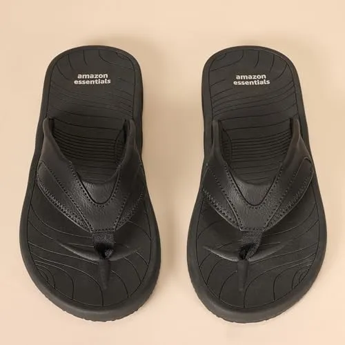 Amazon Essentials Men's Flip Flop Sandal, Black, 7