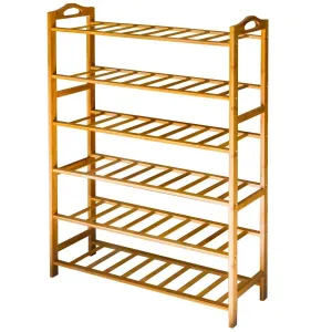 ANKO Bamboo Shoe Rack, Natural Bamboo Thickened 6-Tier Mesh Utility Entryway Shoe Shelf Storage Organizer Suitable for Entryway, Closet, Living Room, Bedroom. (1 Pack)
