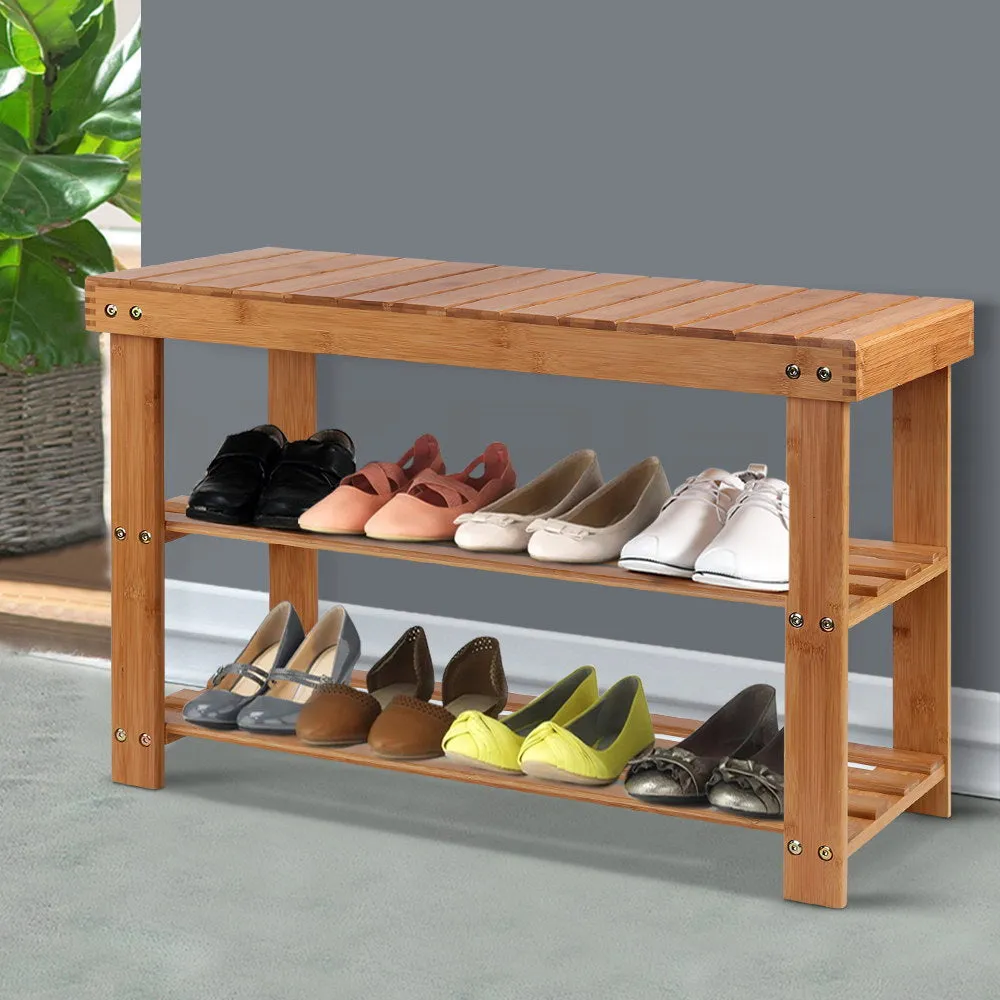Artiss Shoe Rack Shoe Bench 10 Pairs Bamboo