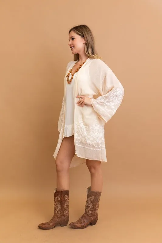 Assorted Sheer Pleasure Embroidered Kimono