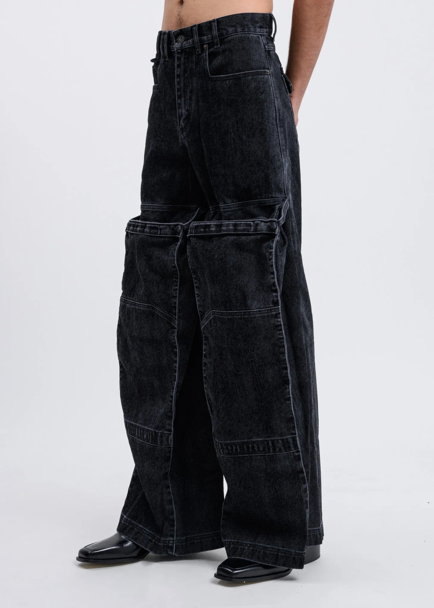 Black Pop-Up Cargo Trouser
