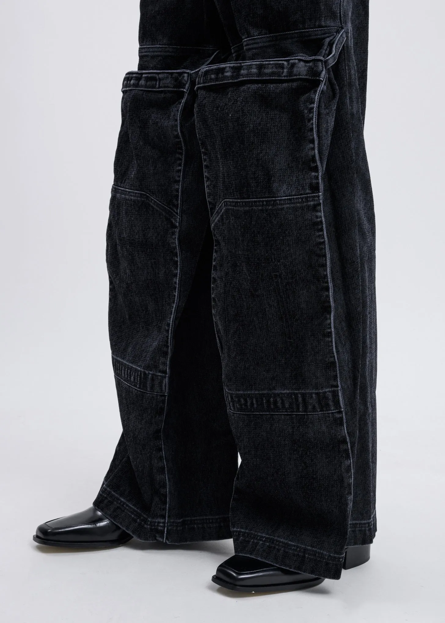 Black Pop-Up Cargo Trouser