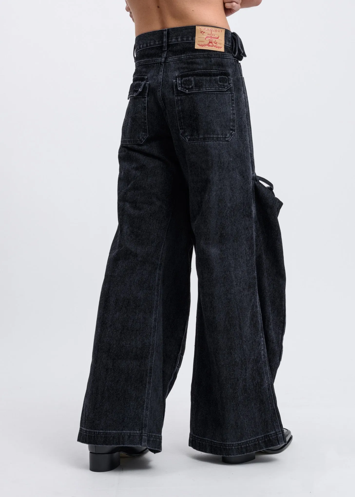 Black Pop-Up Cargo Trouser