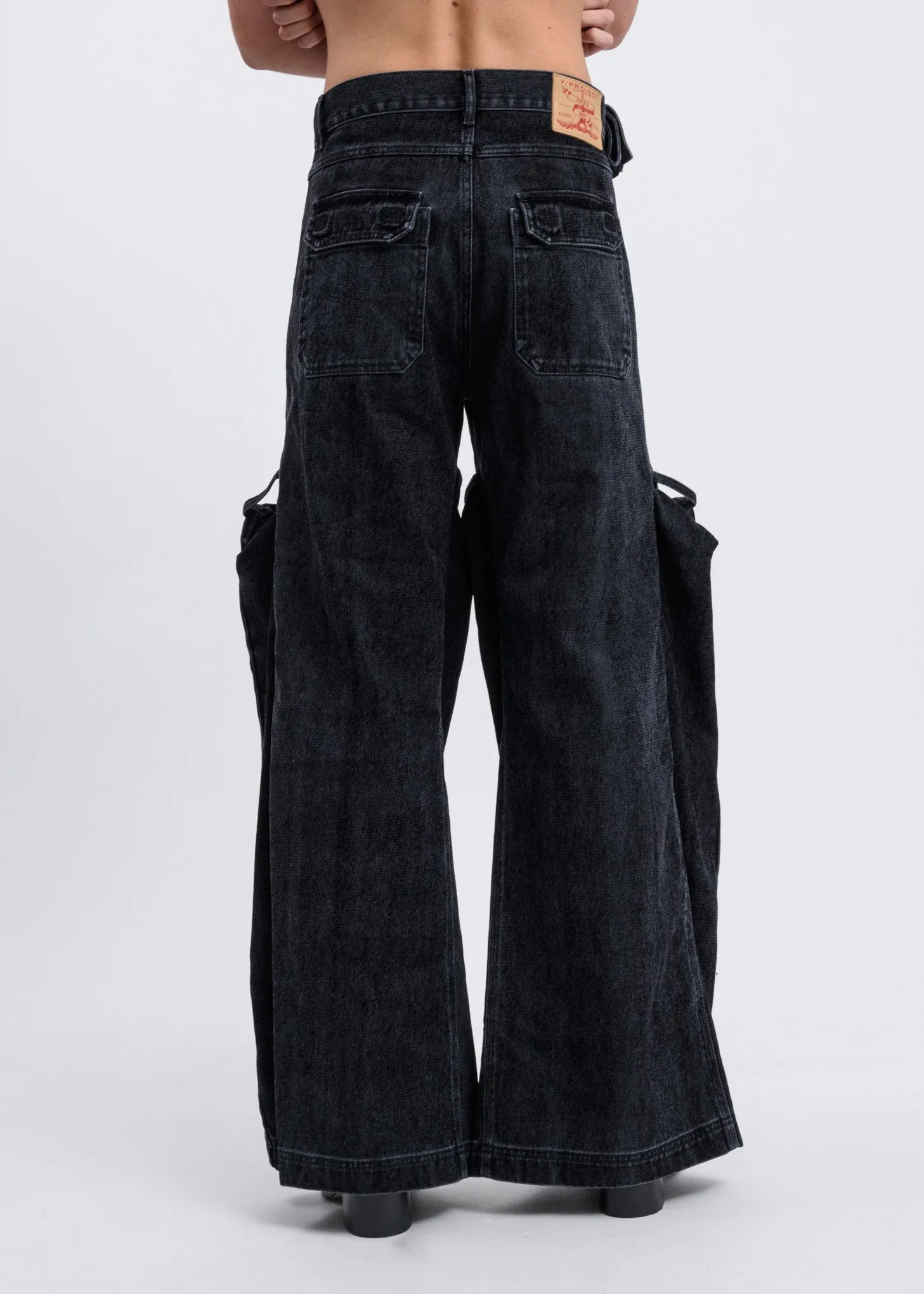 Black Pop-Up Cargo Trouser
