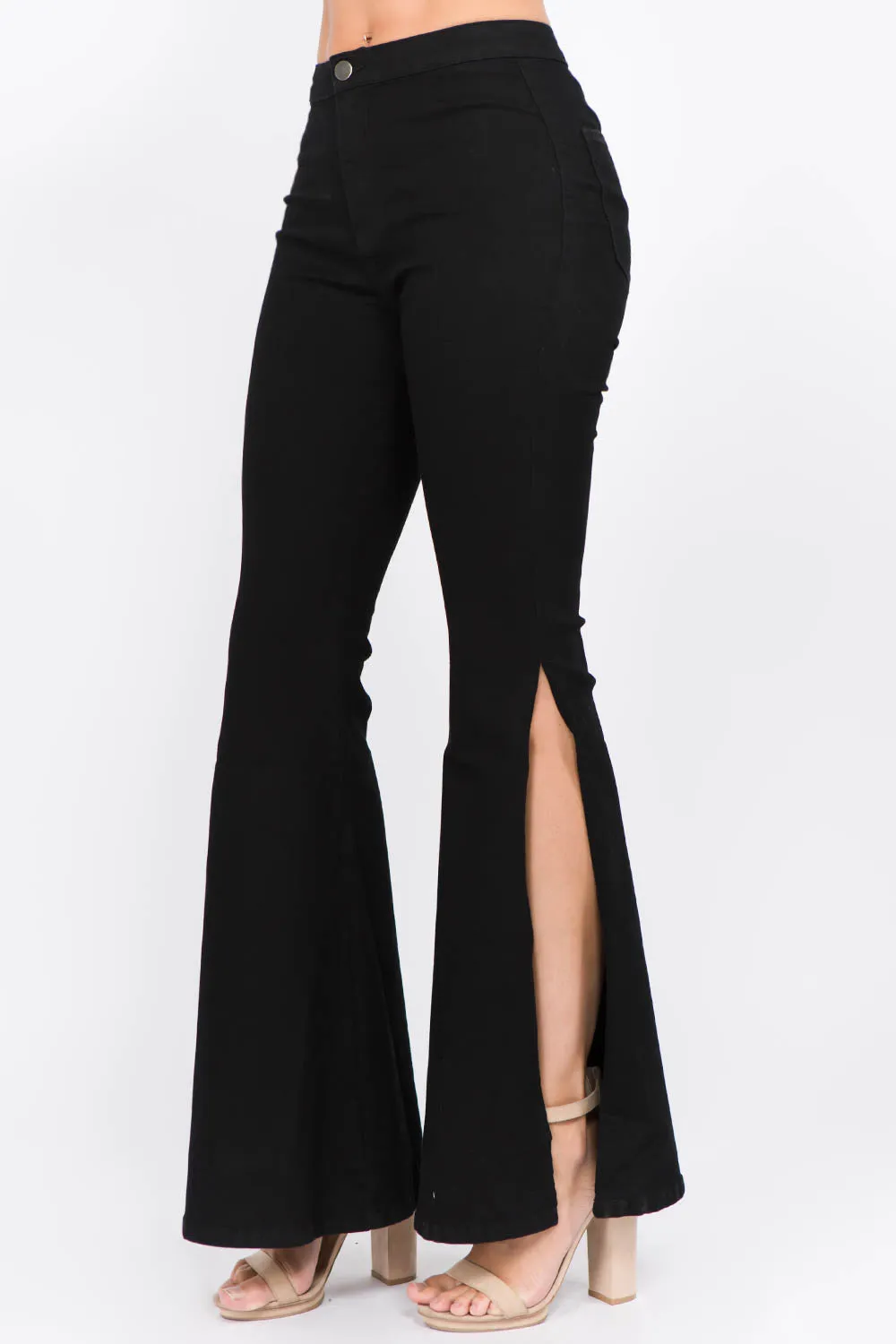 Black Side Slit Flare Jeans (Online Only)