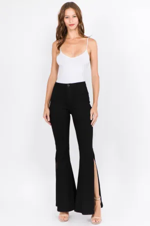 Black Side Slit Flare Jeans (Online Only)
