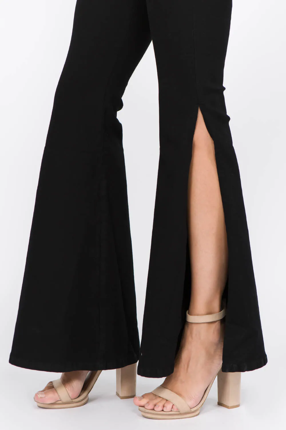 Black Side Slit Flare Jeans (Online Only)