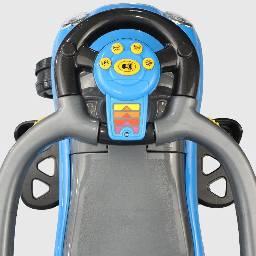 Blue 3-In-1 Sliding Car Sliding Vehicle with Removable Push Handle Protective Bar and Hidden Storage Toy Car for Children