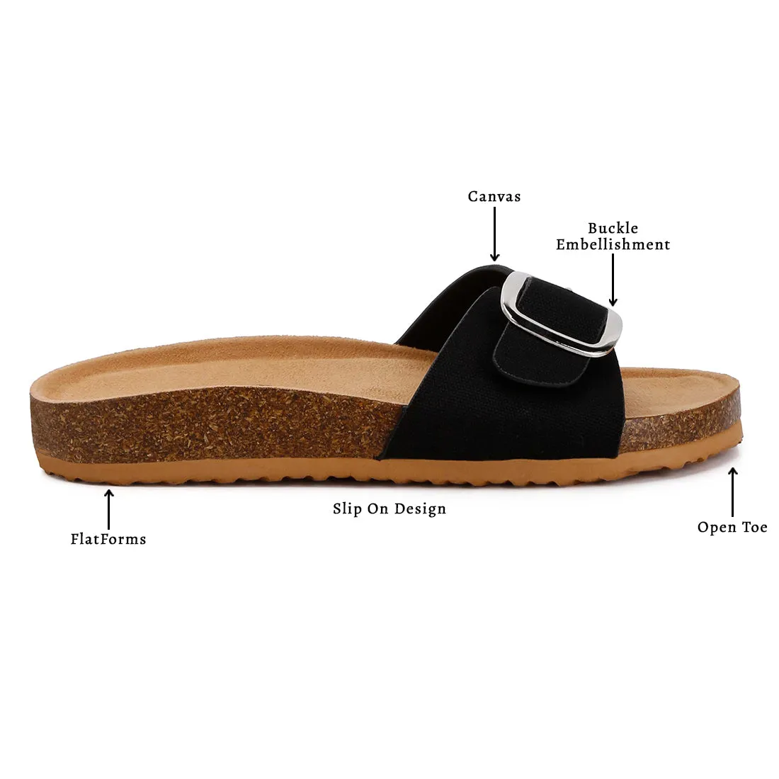 Buckle Strap Slip On Sandals