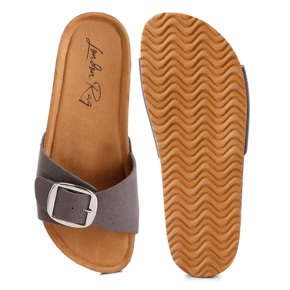 Buckle Strap Slip On Sandals