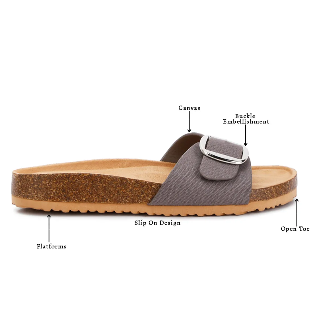 Buckle Strap Slip On Sandals