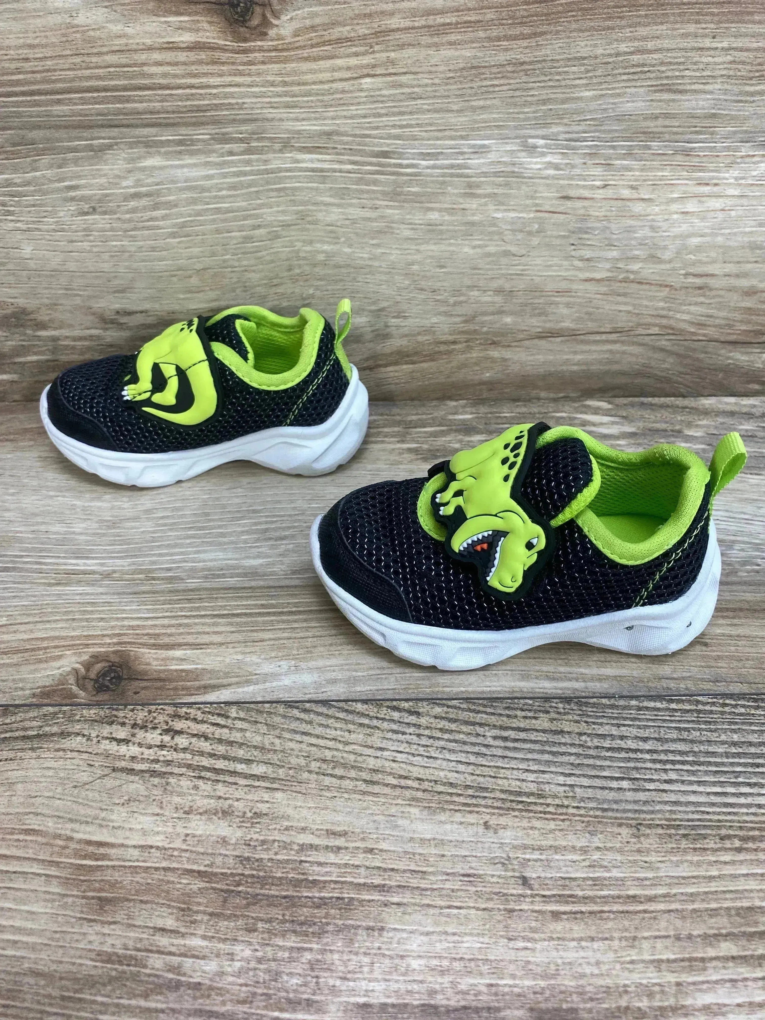 Carter's Toddler Dinosaur Light-Up Shoes Black/Green Sz 4c