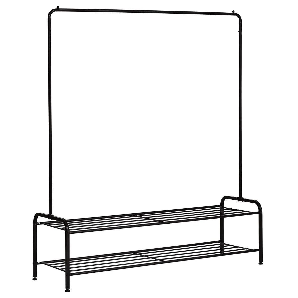Clothes Rack Metal Garment Racks Heavy Duty Indoor Bedroom Cool Clothing Hanger with Top Rod and Lower Storage Shelf 59'' x 60'' (Length x Height) high Storage Rack Black
