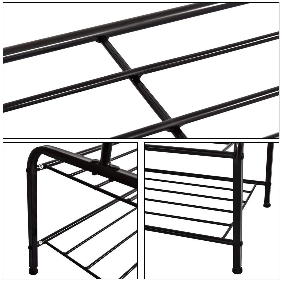 Clothes Rack Metal Garment Racks Heavy Duty Indoor Bedroom Cool Clothing Hanger with Top Rod and Lower Storage Shelf 59'' x 60'' (Length x Height) high Storage Rack Black