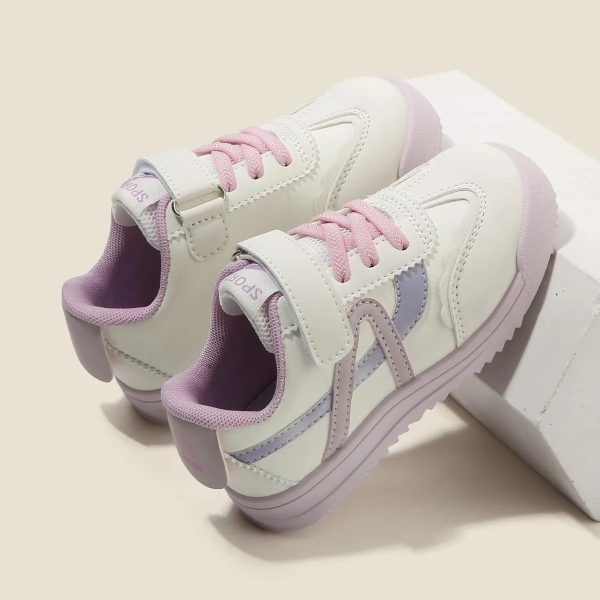 Colorblock Toddler Sneakers for Boys and Girls, Hook and Loop Casual Running Shoes with Rubber Sole, Lightweight Kids Trainers for School and Play