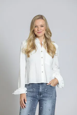 Cropped Check Shirt With Ruffle Detail