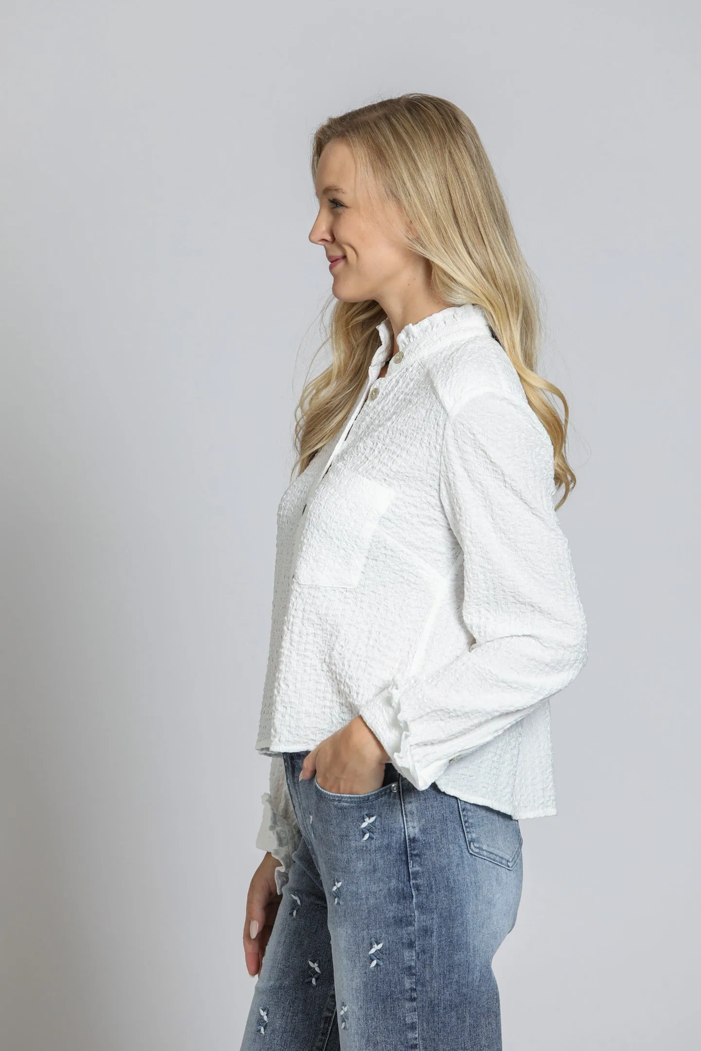 Cropped Check Shirt With Ruffle Detail