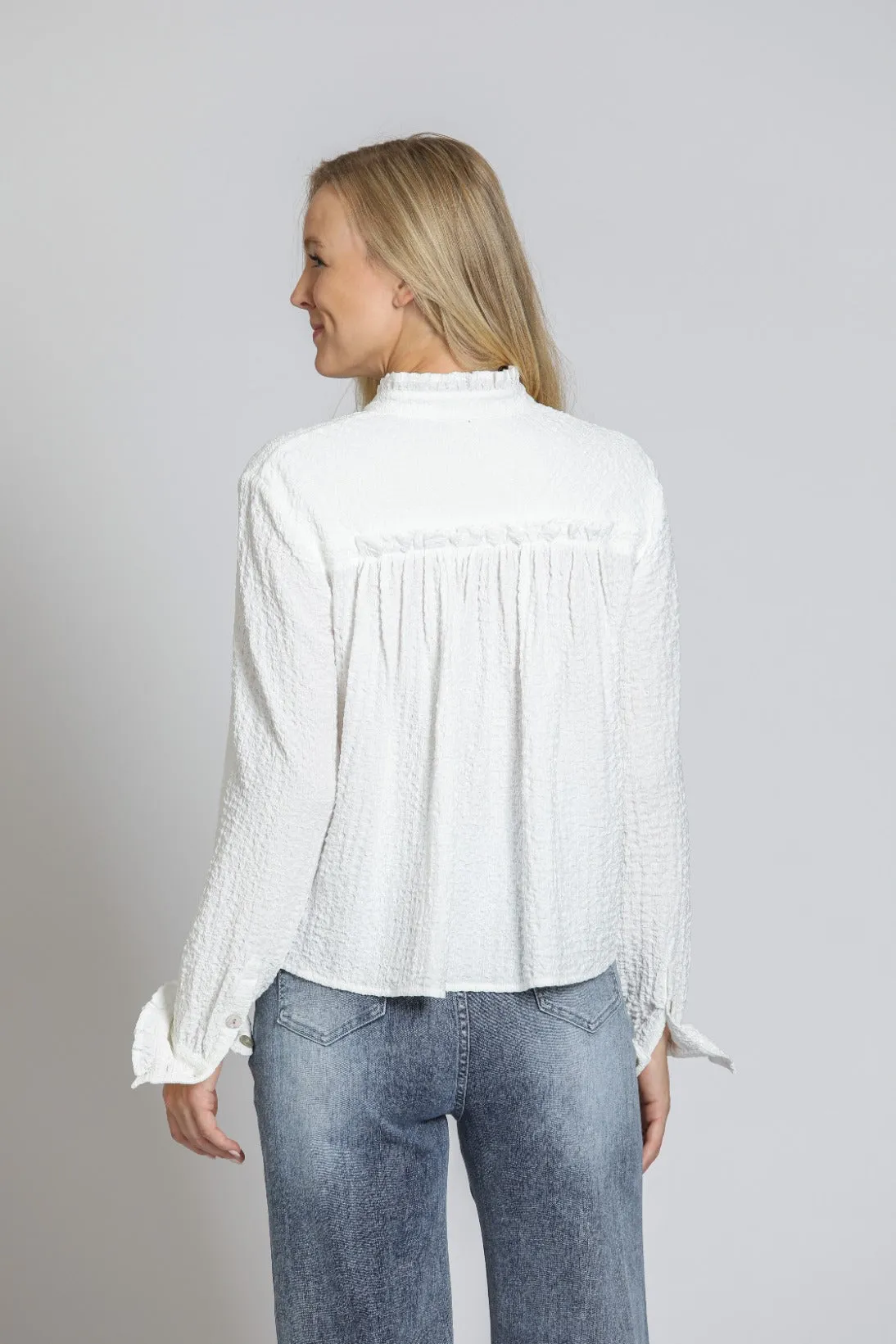Cropped Check Shirt With Ruffle Detail