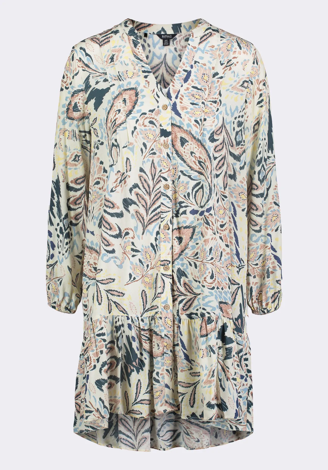 Darya Women's Boho-Print Long-Sleeve Tiered Short Dress, Paisley - WD0089P