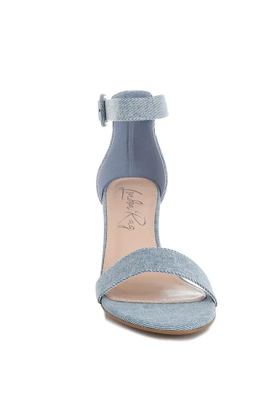 Denim Kitten Heel Sandals