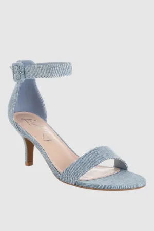 Denim Kitten Heel Sandals
