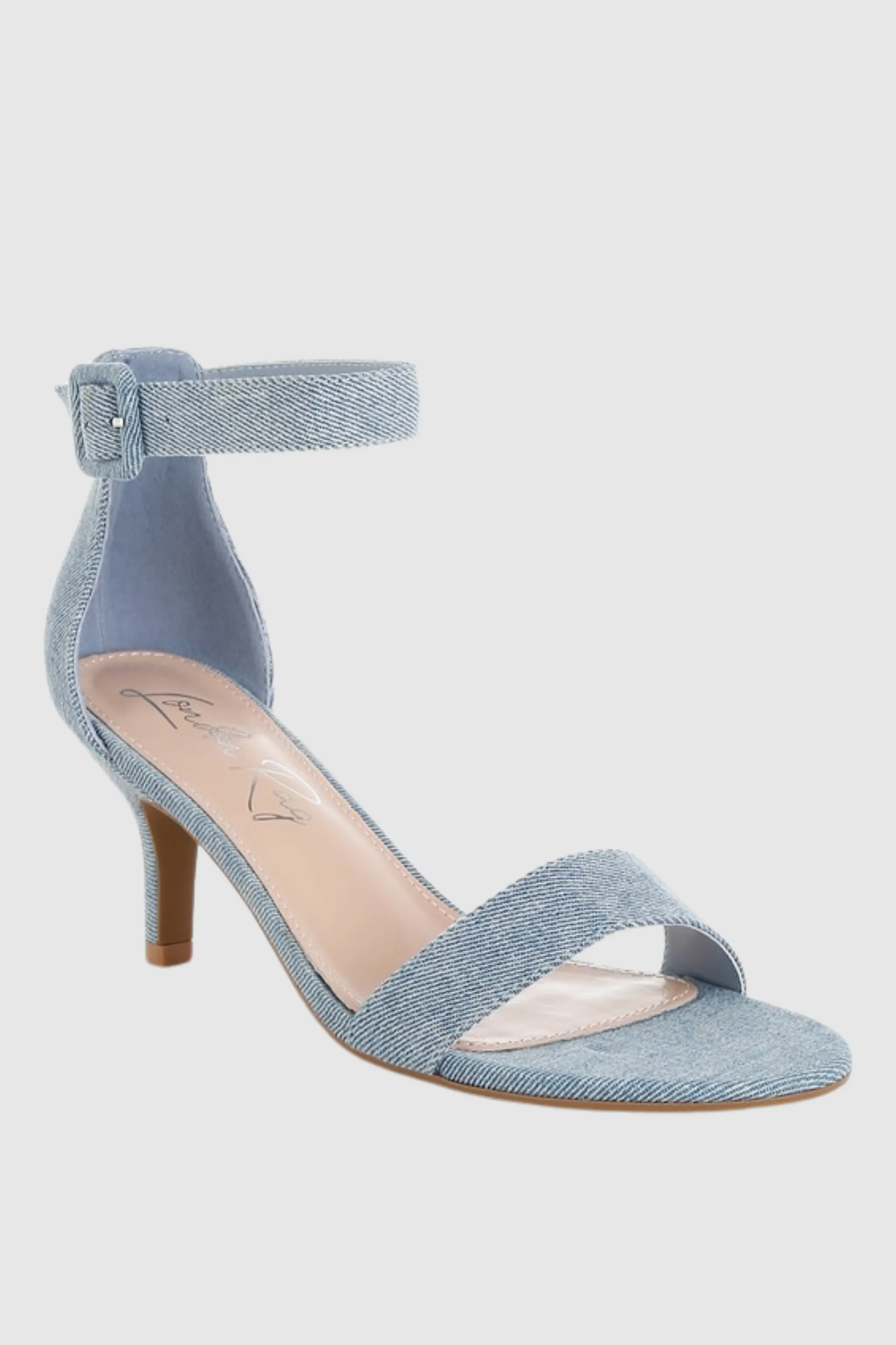 Denim Kitten Heel Sandals