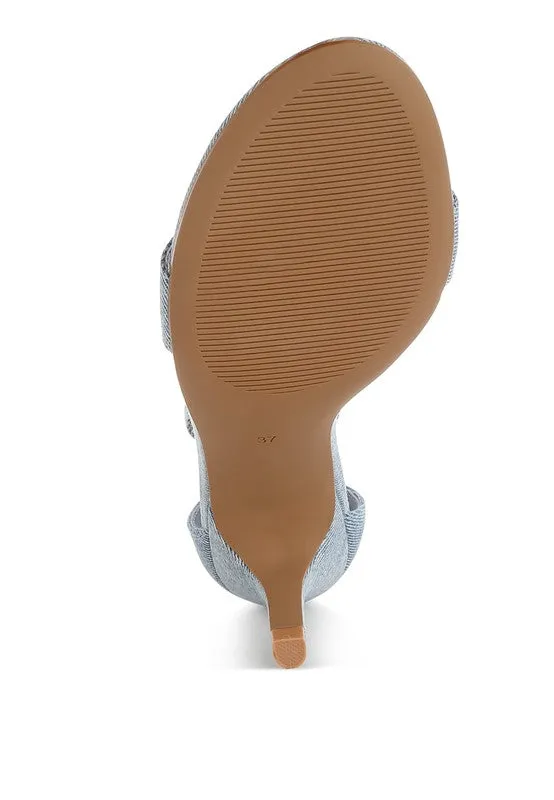 Denim Kitten Heel Sandals
