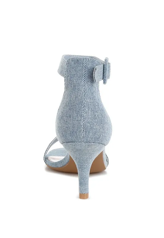 Denim Kitten Heel Sandals