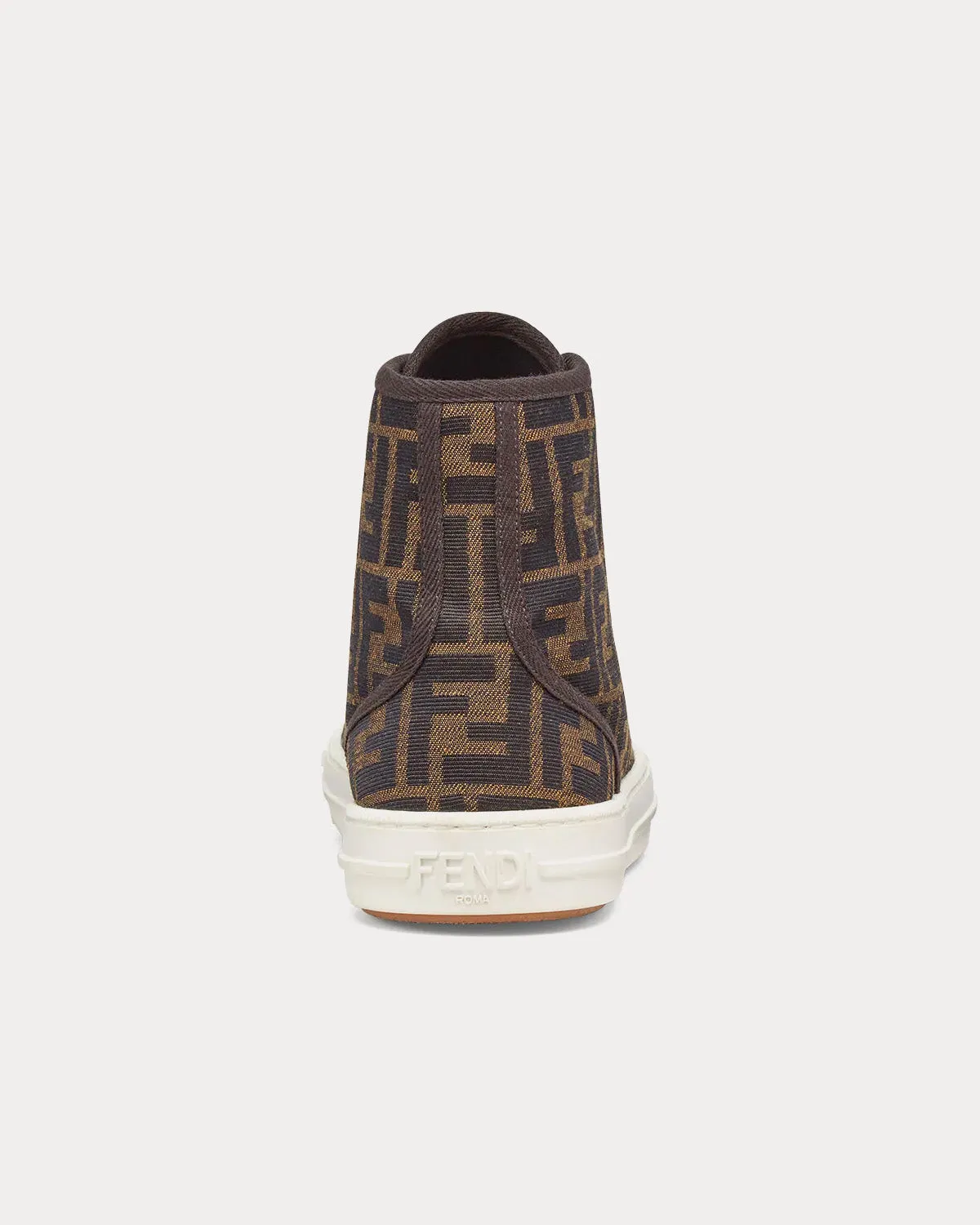 Domino FF Jacquard Fabric Brown High Top Sneakers