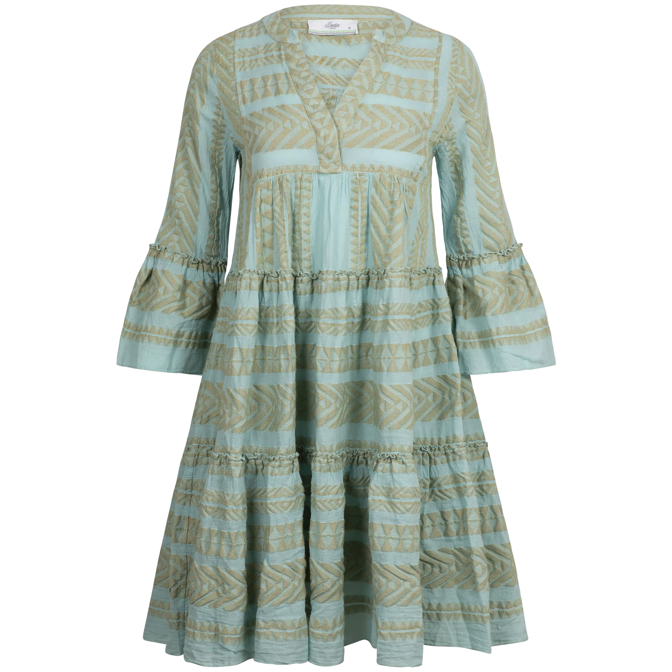 Ella Midi Dress - Beige/Light Blue
