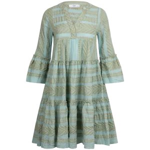 Ella Midi Dress - Beige/Light Blue