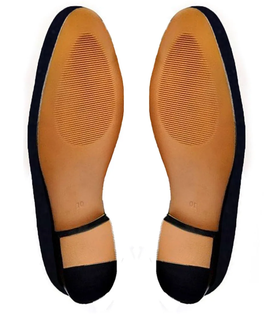 Flat Feet Shoes - Blue Velvet Spartan Shield Embroidered Loafers with Arch Support