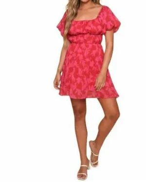 Floral Dress in Red And Fuchsia | Red And Fuchsia