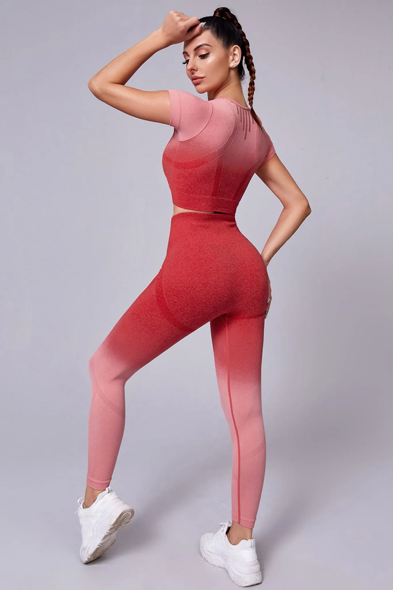 Gradient Seamless Workout Set - Red
