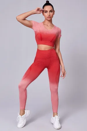 Gradient Seamless Workout Set - Red