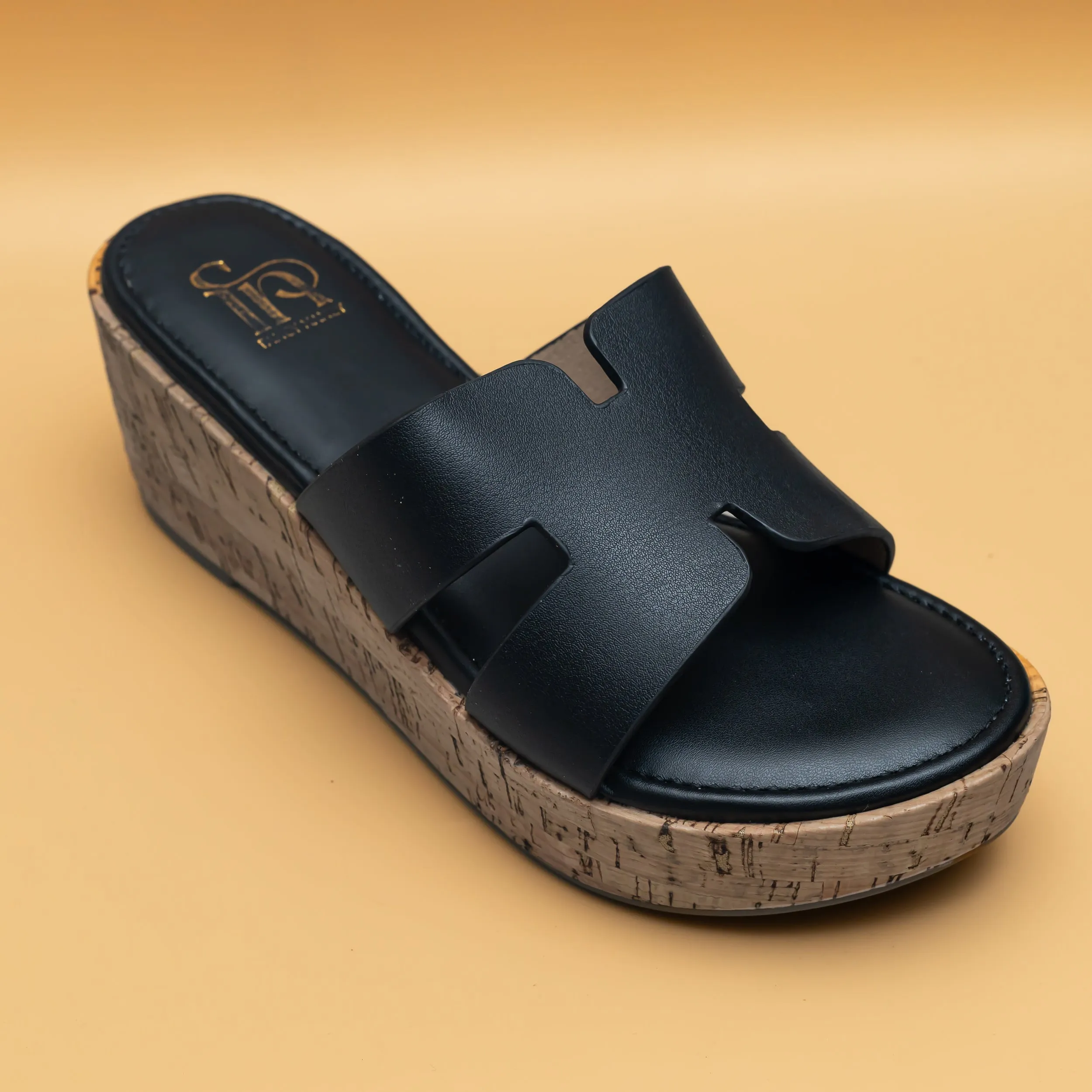 H Cork Wedges - Black