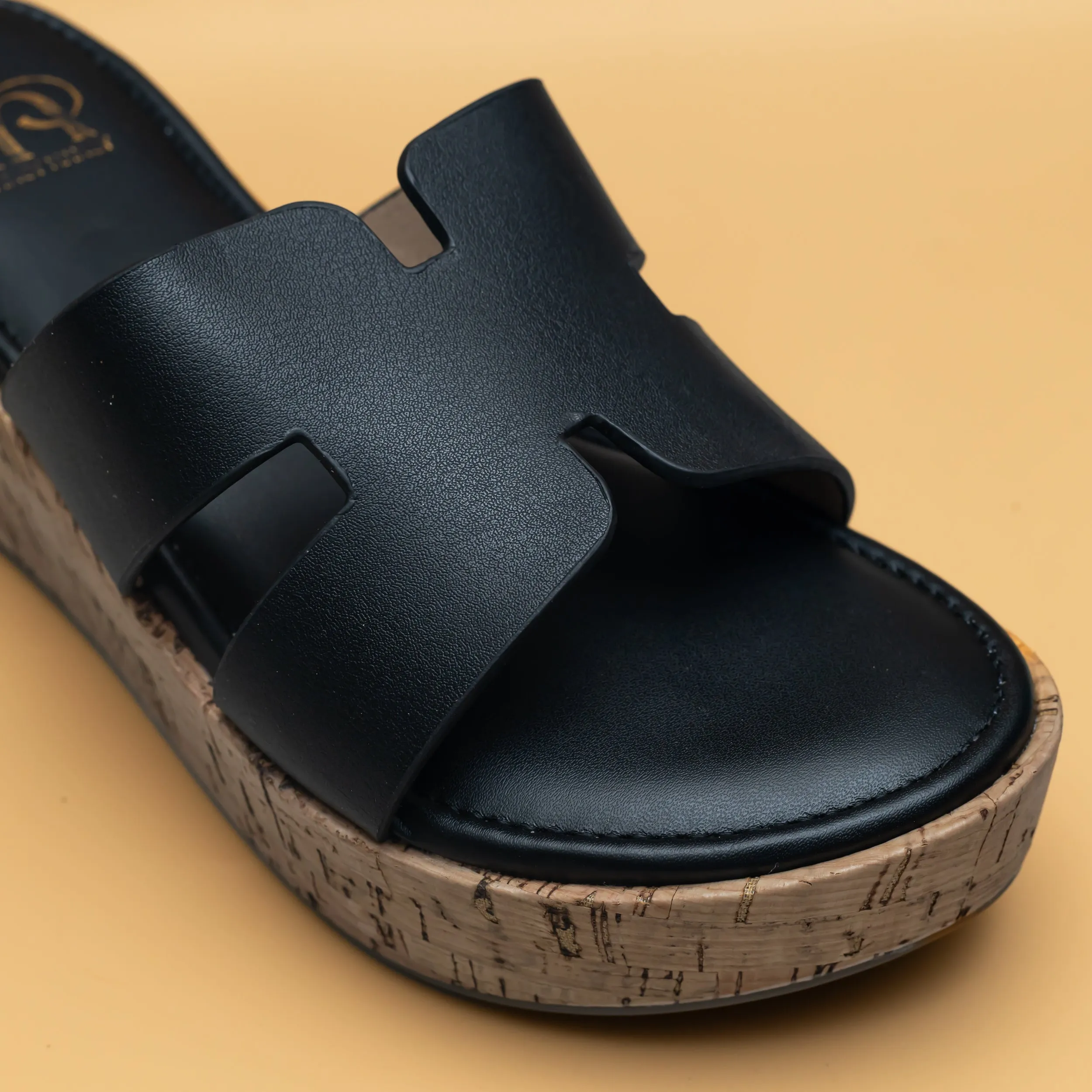 H Cork Wedges - Black