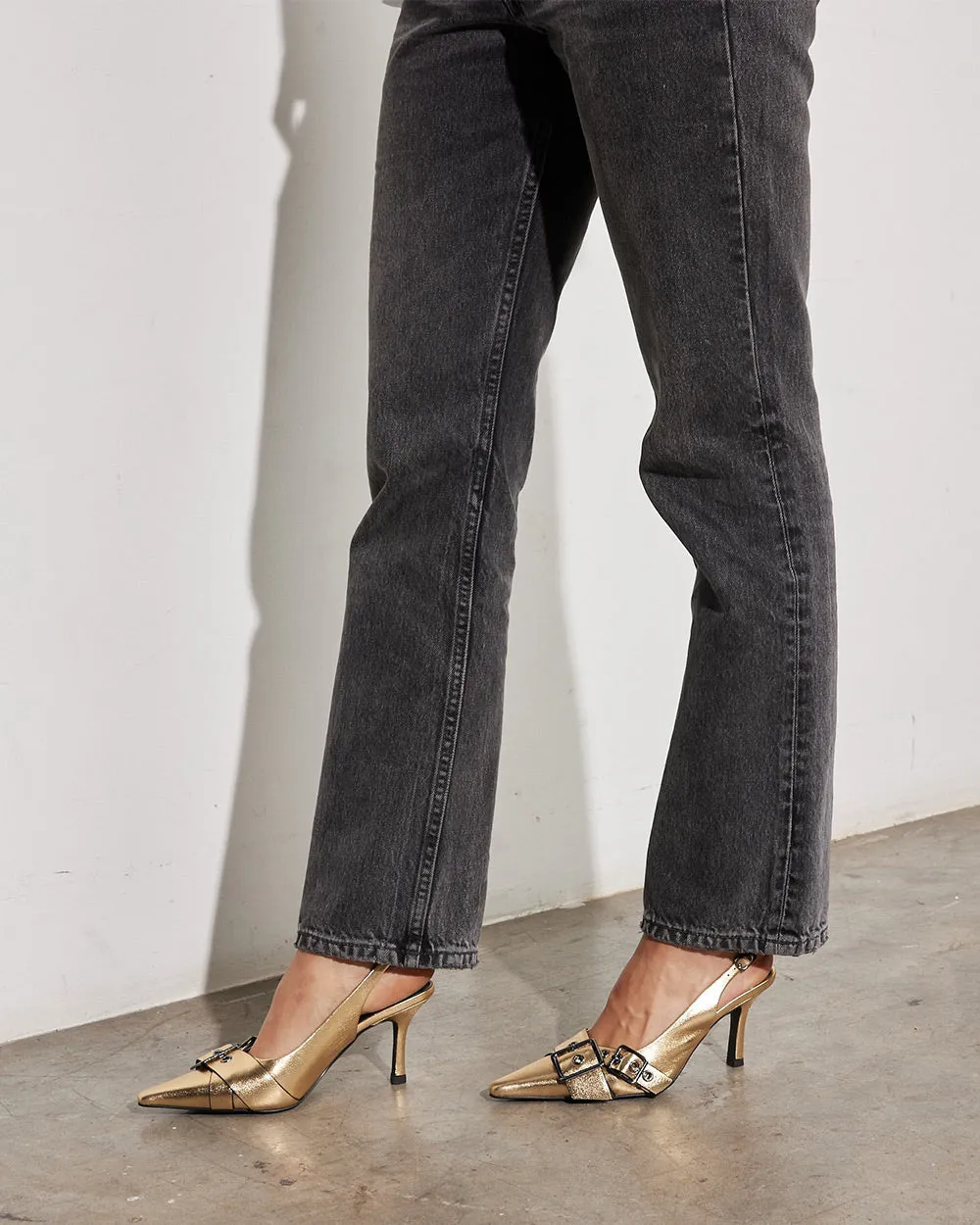 Hael & Jax DaVinici Gold Leather Slingback Shoe