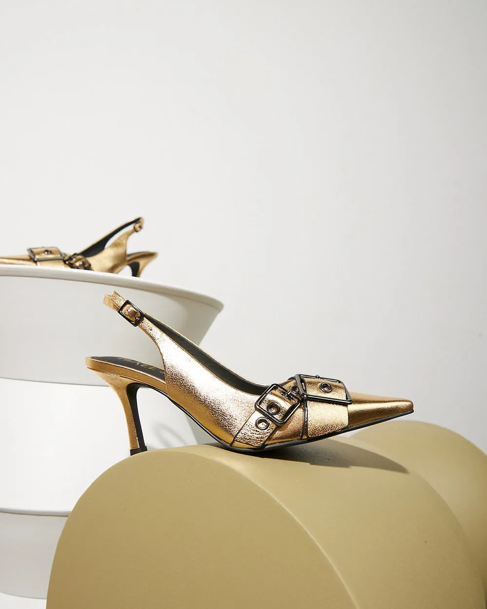 Hael & Jax DaVinici Gold Leather Slingback Shoe