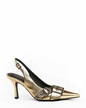 Hael & Jax DaVinici Gold Leather Slingback Shoe