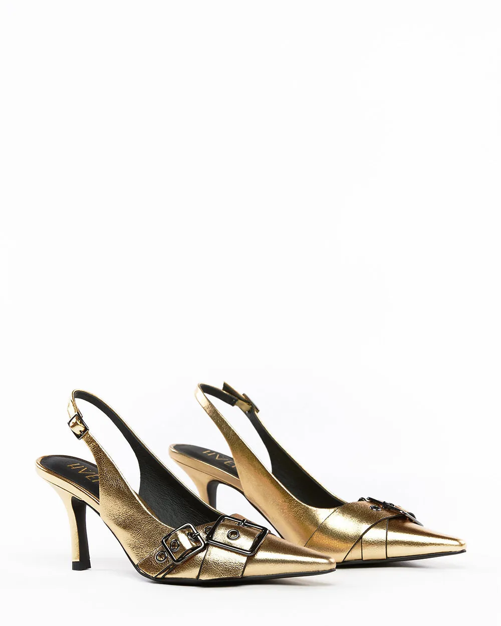 Hael & Jax DaVinici Gold Leather Slingback Shoe