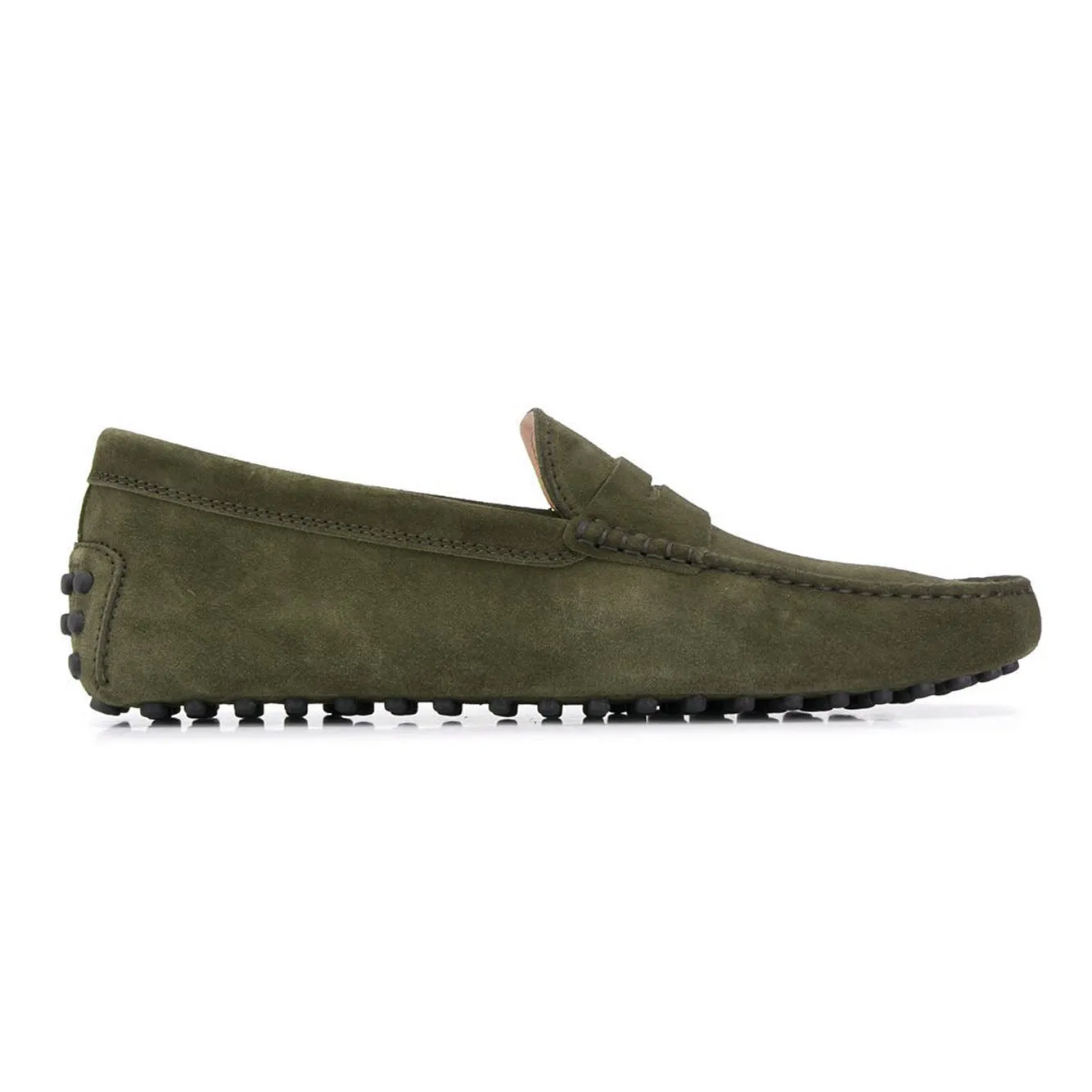 Height Increasing Green Suede Alcalde Penny Driving Loafers
