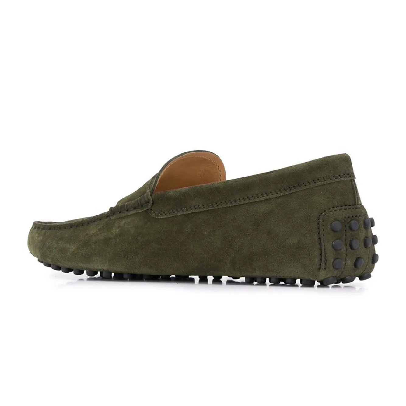 Height Increasing Green Suede Alcalde Penny Driving Loafers