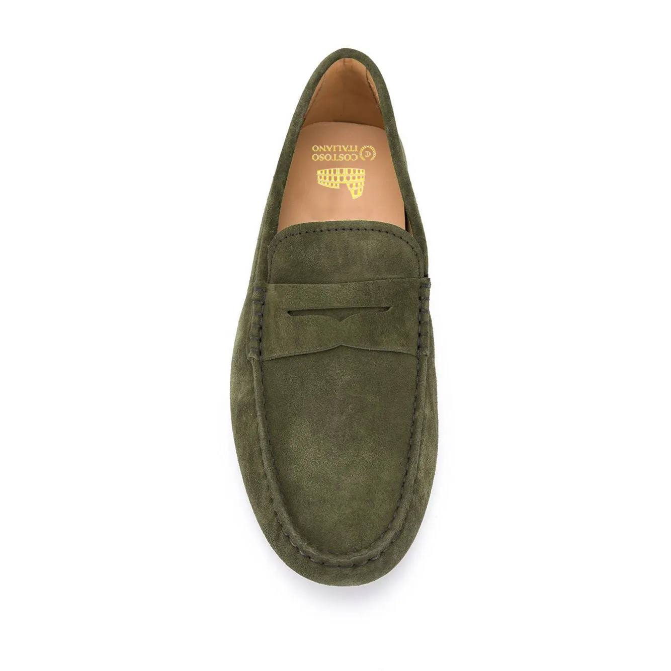 Height Increasing Green Suede Alcalde Penny Driving Loafers