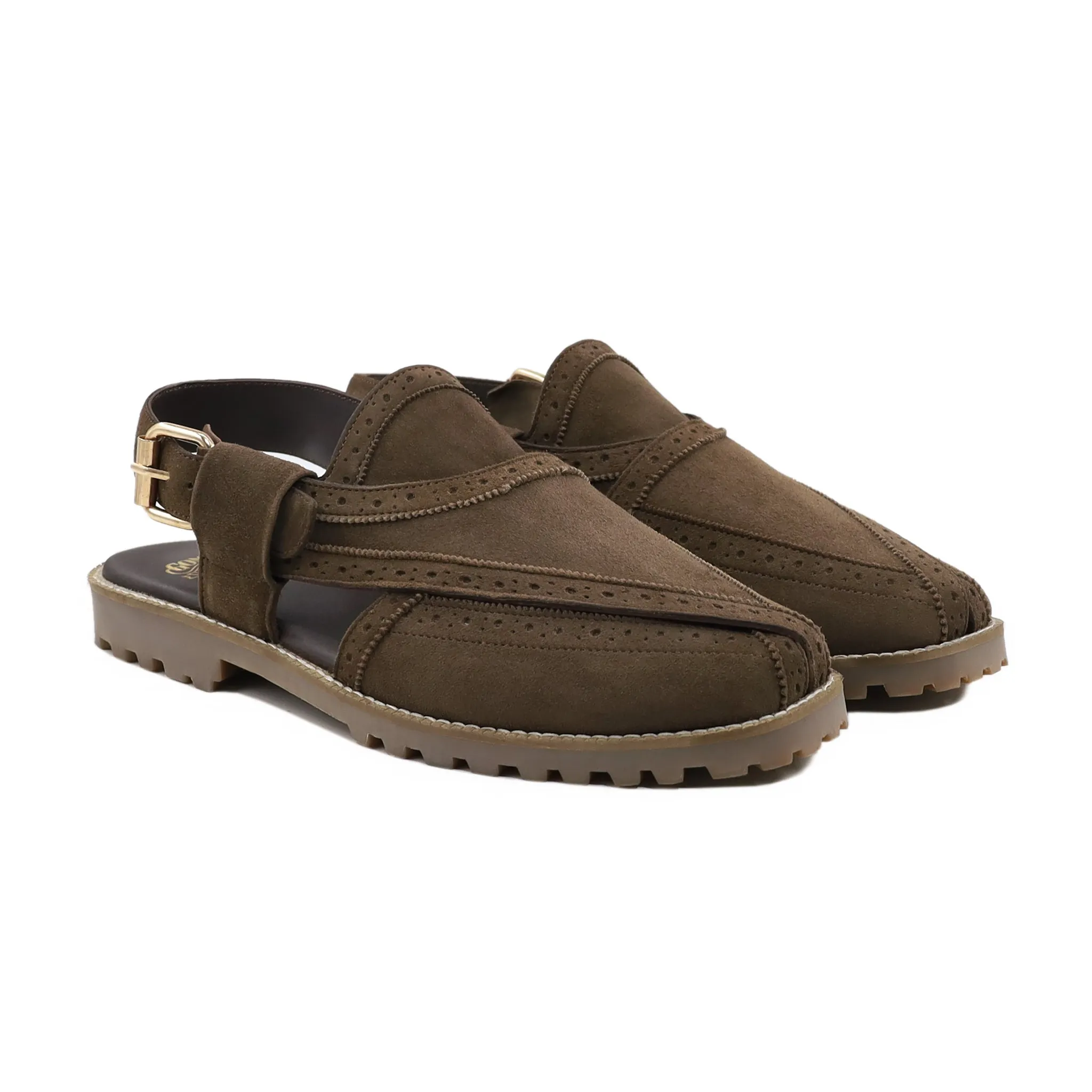 Kane - Men's Dark Brown Kid Suede Sandal