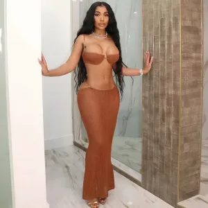 Lace-Up Crop & Skirt Set