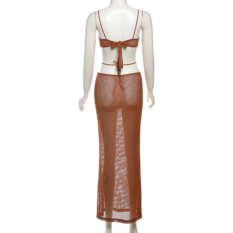 Lace-Up Crop & Skirt Set