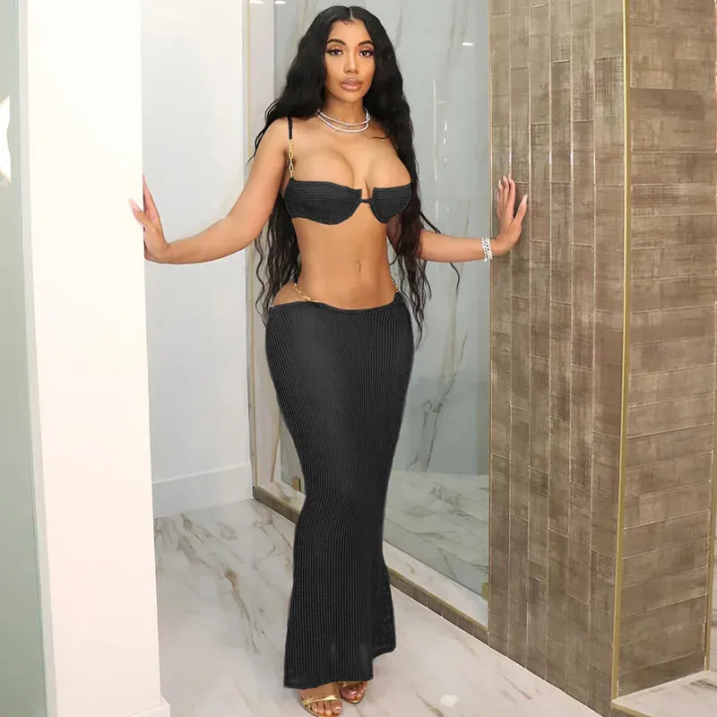 Lace-Up Crop & Skirt Set
